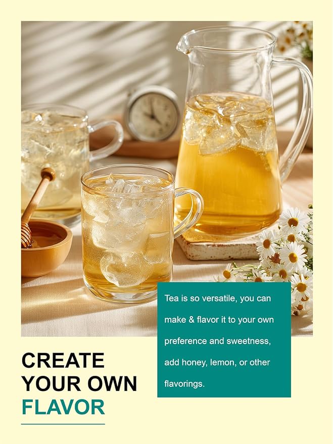TeeLux Chamomile Tea Loose Leaf, Whole Natural Chamomile Flowers, Floral Aroma & Smooth Taste, Caffeine Free, 4oz