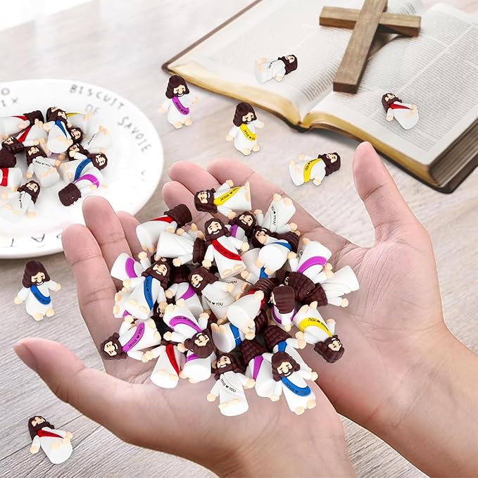 60PCS Little Jesus Figures Mini Jesus Figures Hide and Seek Religious Party Favors Sunday School Easter Egg Stuffers