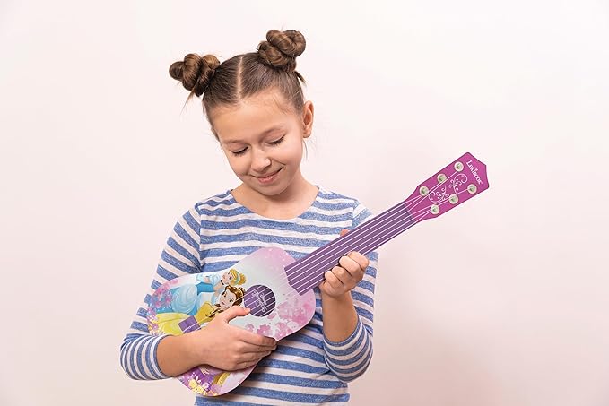 Lexibook, Disney Princess, My First Guitar for Children, 6 Nylon Strings, 21" Long, Guide Included, Pink, K200DP