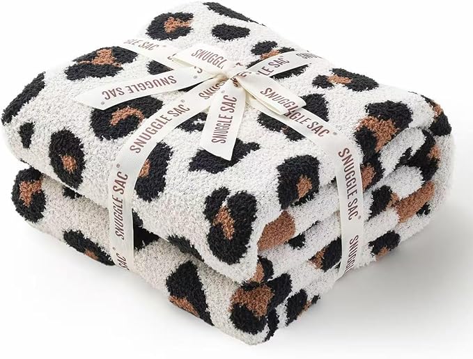 Snuggle Sac Leopard Throw Blanket for Couch Bed Sofa 50x60 inches, Orange Brown Leopard Blanket Ultra Soft Cozy Blankets for Women Mothers Birthday Gifts