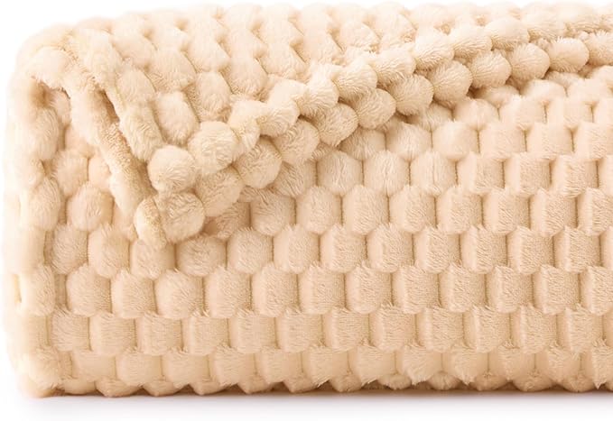 BEDELITE Blush Sand Throw Blanket for Couch, Soft Gifts for Women, 50 * 60 | 3D Jacquard Decorative Fleece Blanket, Super Soft Plush Throws, Cute Birthday Gift for Women & Men, Suitable for All Seasons