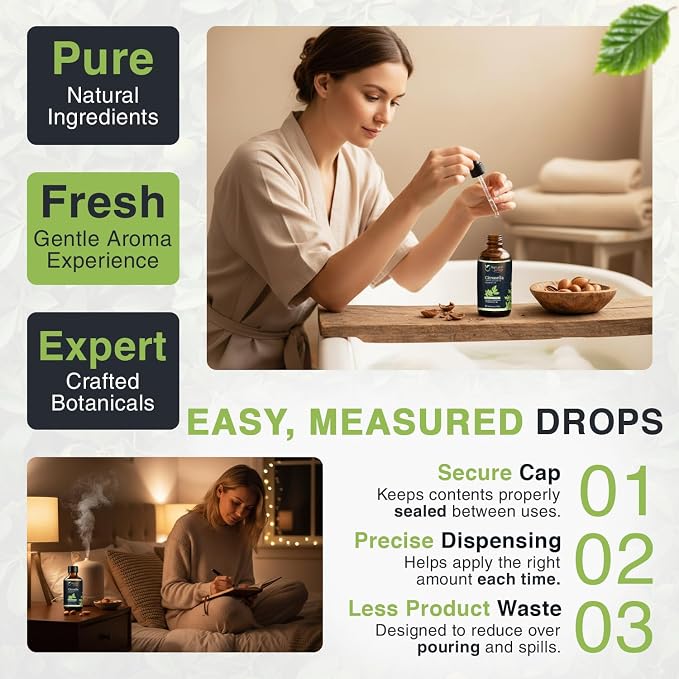 Citronella Essential Oil for Diffusers | Natural Aroma Oil for Home Fragrance, Humidifier & DIY Candle Making, Long Lasting Scent for Office, Bedroom & Soothing Scent 4 Fl Oz (120 mL)