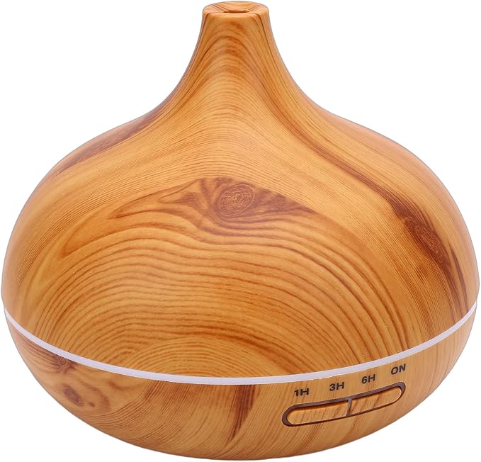 ZJchao Aromatherapy Diffuser Humidifier Silent Wood Grain USB Essential Oil Diffuser with Remote Control 550ml for Home Office Bedroom