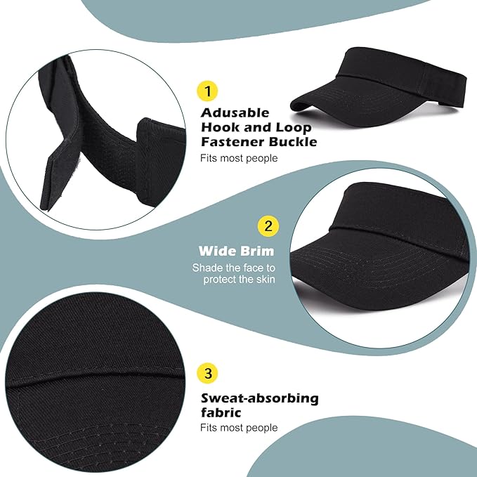 Zando 3.2" Structured Brim Visor Hats for Women, UPF 50+, Golf/Tennis | 3.2"Structured Brim Adds Sun Coverage, Steady View, Quick-dry Sweatband, Open-Top Ponytail Fit, Adjustable Fit & Lightweight