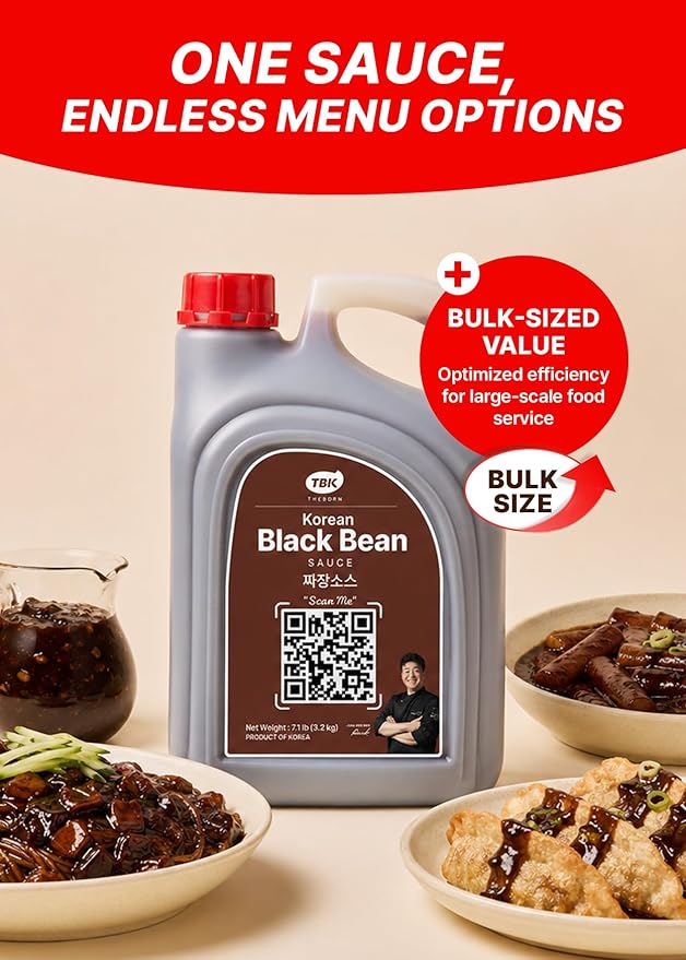 TBK THEBORN Korean Black Bean Sauce, Jjajang Sauce for Noodles & Rice 3.2kg | Ready-to-use jjajang sauce with a rich savory black bean flavor for noodles, rice and stir-fried dishes