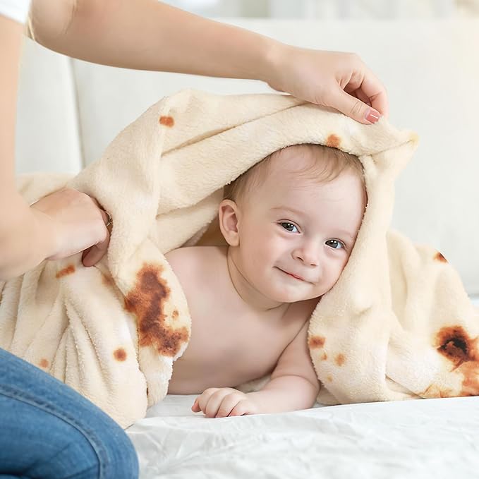 SeaRoomy Baby Burrito Tortilla Blanket, Baby Swaddle Blanket, 36inches | Funny Gifts For Newborn Boys & Girls, Baby Shower, Birthday & Christmas, Double Sided, Soft Flannel Round