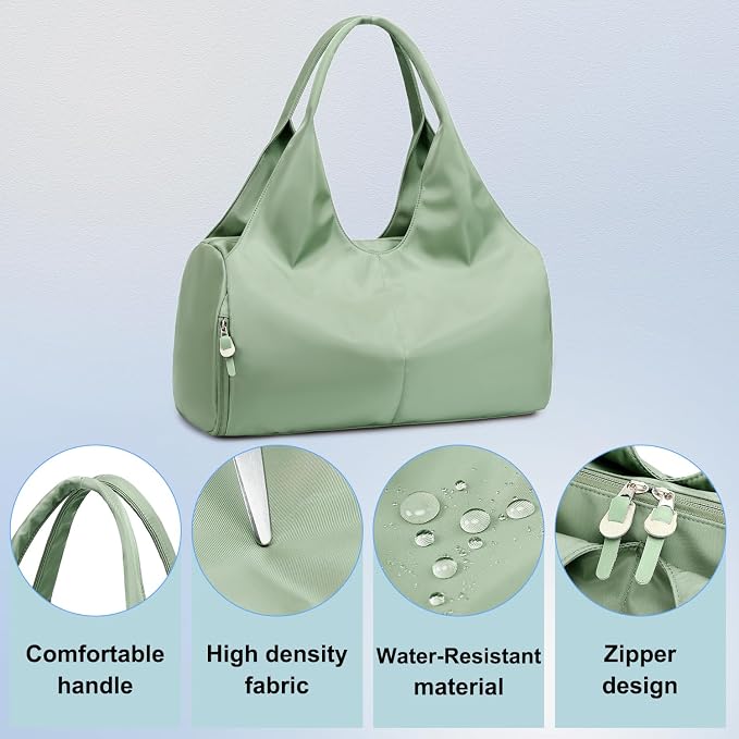 Forestfish Yoga Gym Bag For Women With Shoes Compartment & Wet Dry Storage Pockets Lightweight Duffel Bag, Green