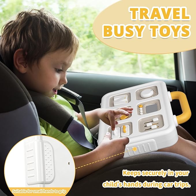 Baby Busy Board Cube, Toys for Boy Girl, Montessori Travel Toys for Toddlers, Learning Fine Motor Skills| Birthday Gifts for Infant Boys Girls (Large Activity Board)