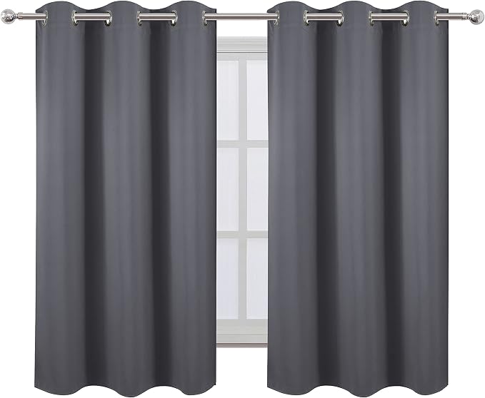 LEMOMO Grey Blackout Curtains for Bedroom Room Darkening Curtains/38 x 54 Inch Long Set of 2 Panels Draperies Thermal Insulated Living Room Curtains
