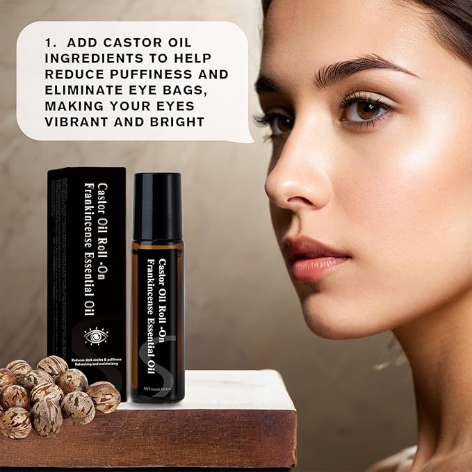 Castor Oil and Frankincense Eye Roller, Castor Oil Under Eye Roller, Castor Oil Frankincense Rollerball, Moisturizing, Anti-Wrinkle and Fine Line (2)