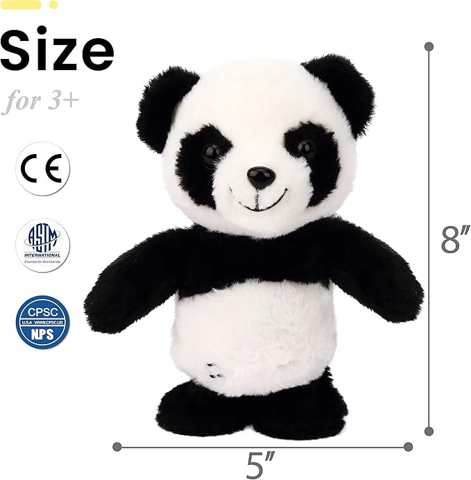 Easfan Talking Panda Repeats What You Say Electric Walking Singing Stuffed Animal Interactive Funny Plush Toy Musical Speaking Animated Toy Birthday for Kids Boys Girls, 8’’