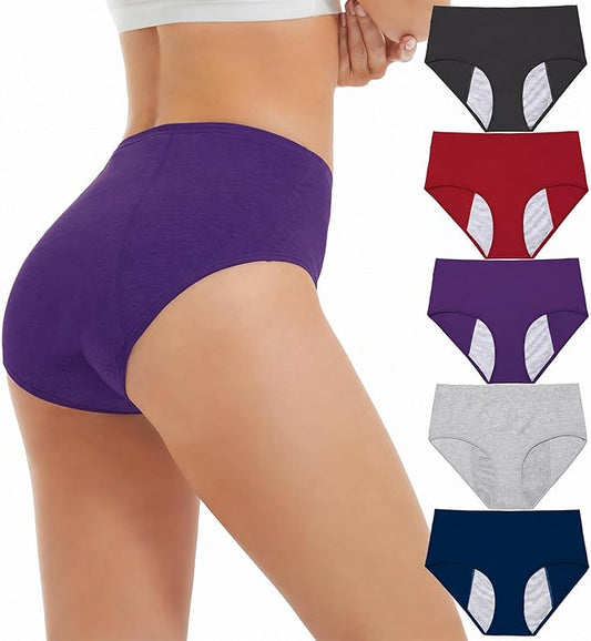HATSURE Period Underwear for Women Leak Proof Cotton Overnight Menstrual Panties Briefs (Multipack)