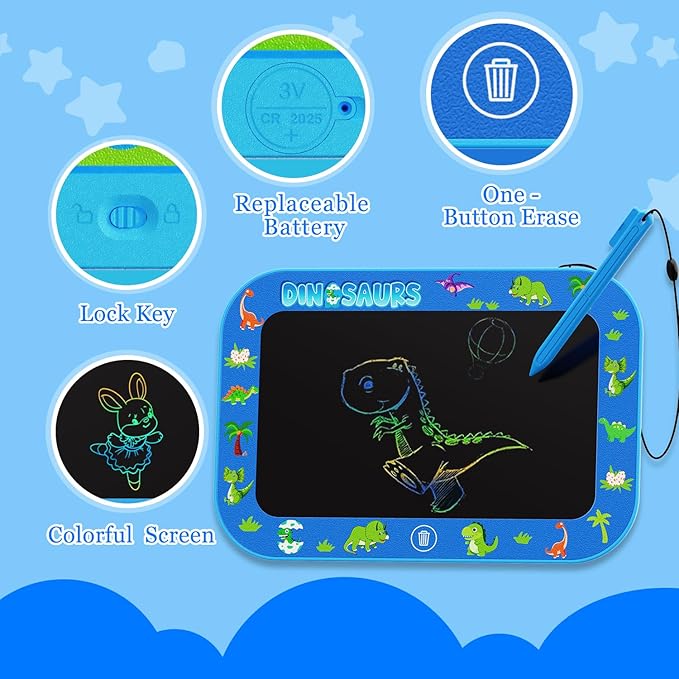 2Pack LCD Writing Tablet for Kids,10Inch Colorful Reusable Electronic Toddler Doodle Board Drawing Tablet Pads,Educational Learning Toys Gifts for 3 4 5 6 7 8 Year Old Boys (Light&DarkBlue-10IN)