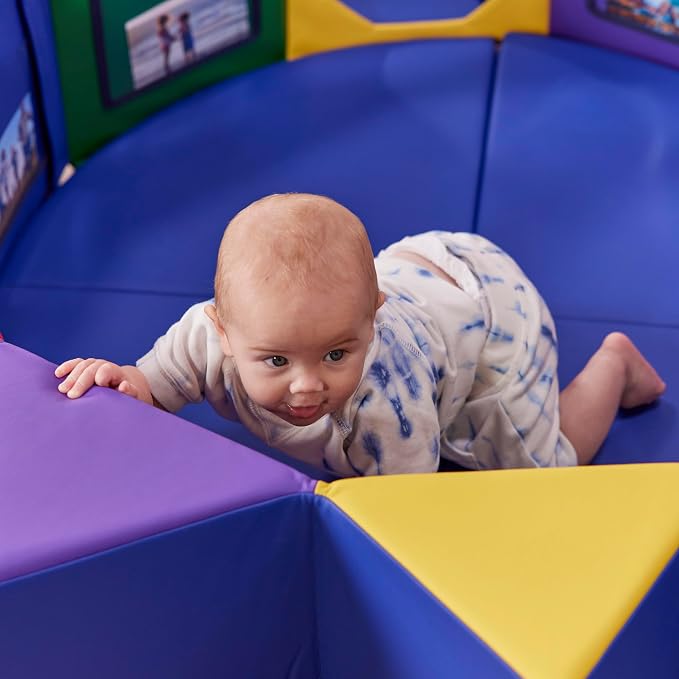 ECR4Kids SoftZone Wall of Mirrors Activity Center and Play Mat, Sensory Toy, Assorted, 3-Piece