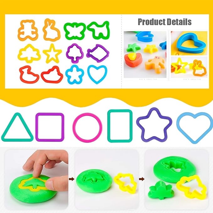32-Piece Dough Tool Set for Kids – Dough Play Tools with Molds, Rollers, Extruder, Cutters & Scissors –Clay Tools for Creative Play (Random Colors)