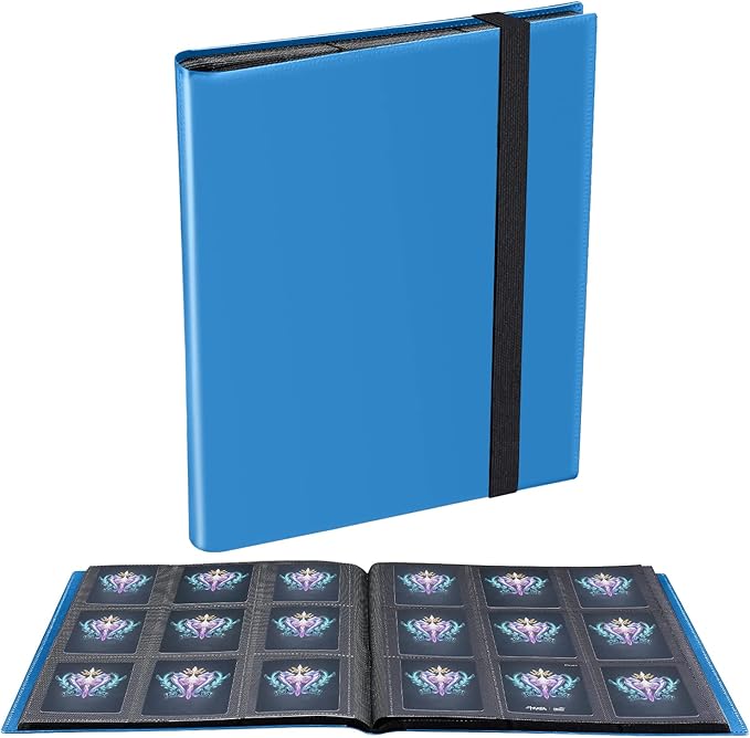 Card Binder, Upgraded 9 Pockets Trading Card Collection Binder for Cards, 360 Card Book Holder Album for Yugioh, MTG, TCG, Magic, Sports Cards - Blue