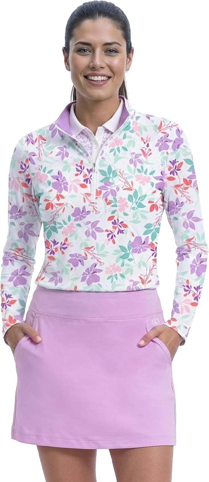 Izod Women's 1/4 Zip Pullover Performance Stretch Long Sleeve Golf Running