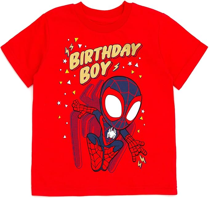 Marvel Spidey and His Amazing Friends Birthday T-Shirt Toddler to Big Kid Sizes (2T - 10-12)