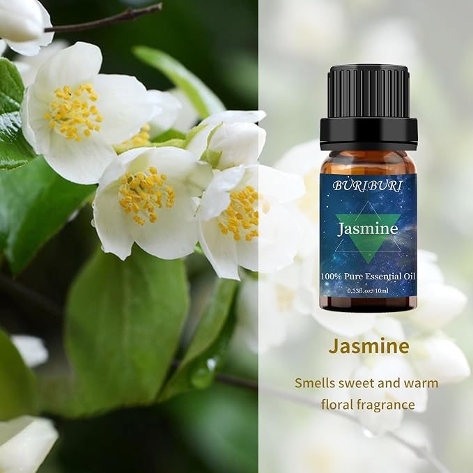 BURIBURI Jasmine Essential OIil and Eucalyptus Oil 2Pack Natural Eucalyptus Essential Oils 10ml for Diffusers (Jasmine+Eucalyptus)