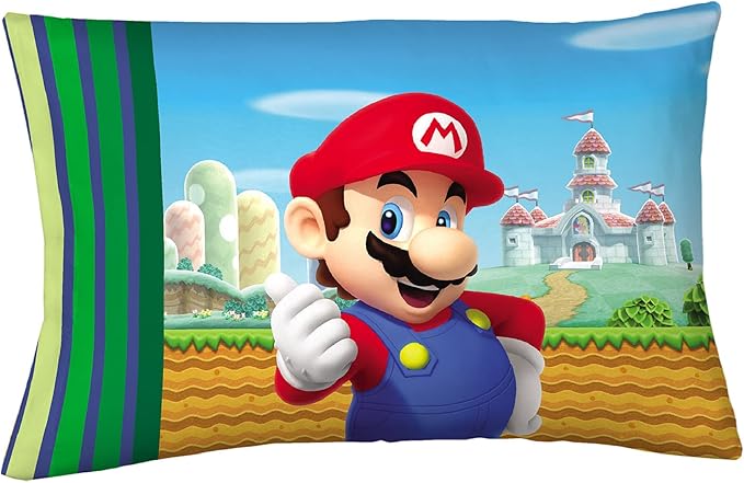 Franco Kids Bedding Super Soft Microfiber Reversible Pillowcase, 20 in x 30 in, Mario