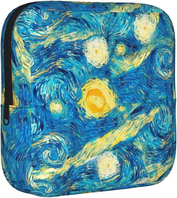 Starry Night Period Bag For Women,Portable Sanitary Napkin Period Pad Pouch For Purse, Small Make Up Bags