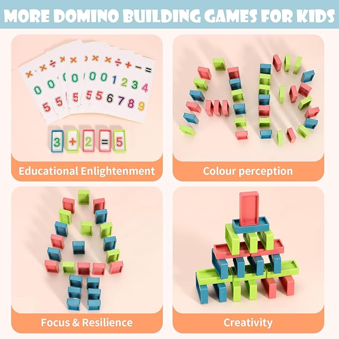 180pcs Montessori Learning Automatic Dominos Train Set Toys for Kids,Snail Domino Games Birthday Gift