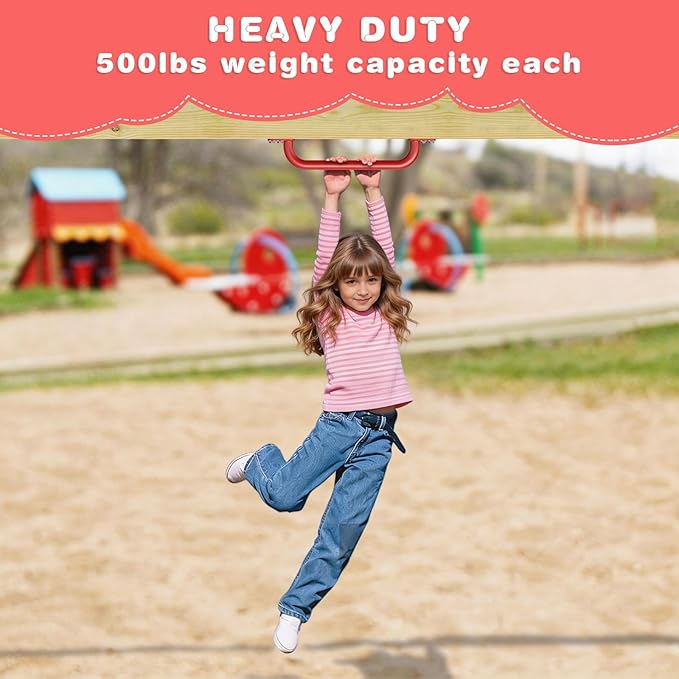 Dolibest 6 Pack 17-Inch Safety Handle, Heavy Duty Metal Safety Playground Handles, Indoor Monkey Bars, Playset Grab Handles for Kids Playhouse, Climbing Frame, Treehouse, Swing Set Accessories -Red