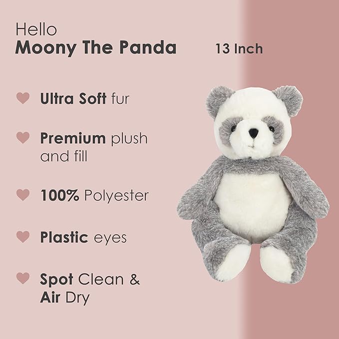 MON AMI Moony The Panda Floppy Stuffed Animal – 13’, Soft & Cuddly, Use as Toy or Nursery Room Décor, Wild Animals, Great for Kids of All Ages