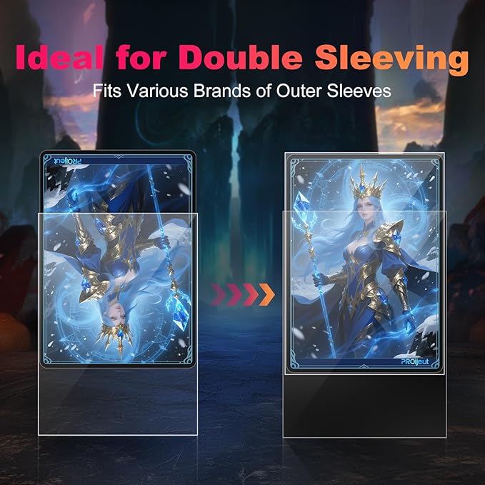 1200 Pack Card Sleeves Clear, Perfect Fit Inner Sleeves Ideal for Double-sleeving, Trading Card Sleeve Compatible with MTG, PKM, TCG and Gaming Cards (60 Microns)