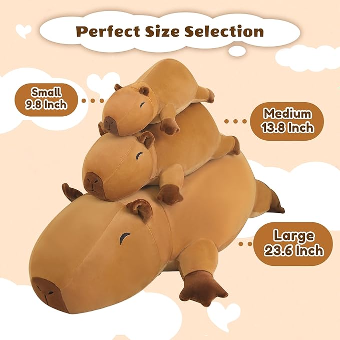 Weighted Capybara Stuffed Animals, Cute Weighted Capybara Plush, Soft Stuffed Weighted Plushie Pillow Gifts for Girls Boys(23.6" 3.1Lbs)