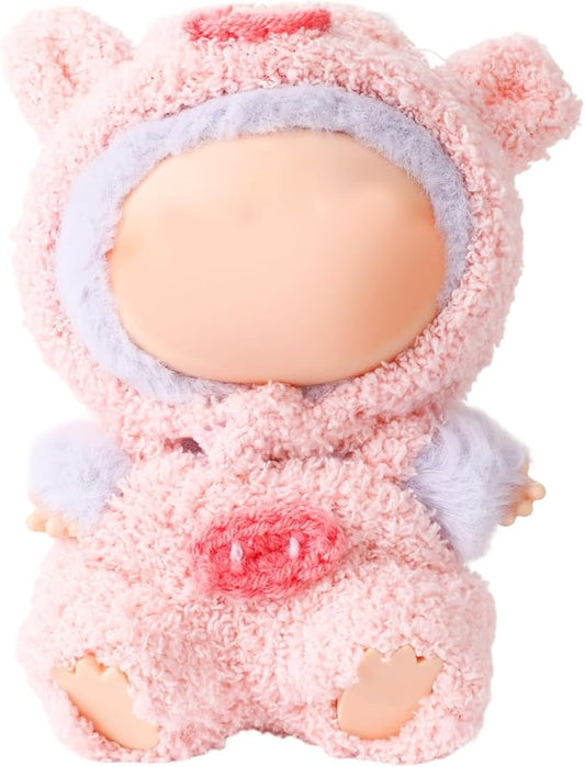 Clothes for 17cm Doll, Pink Piggy Hoodie Outfit for 6.7 Inch Plush Dolls – Cute Animal-Themed Jumpsuit Costume for Dress Up Display Photography Accessories Gifts for Collectors(No Doll Included)