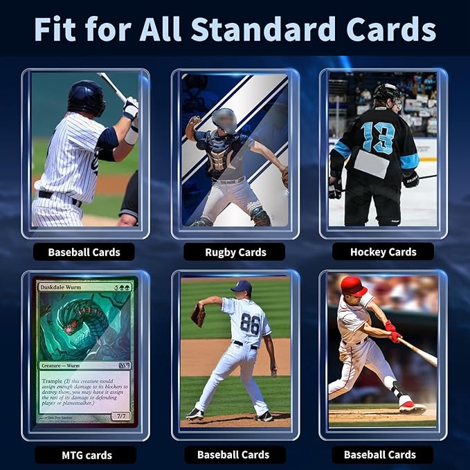 2000 Card Sleeves Hard Plastic, Premium Baseball Card Sleeves, 3" x 4" Trading Cards Holder, Sports Football Game Cards Protectors Top Cases (1000 Hard Sleeve + 1000 Soft Sleeve)