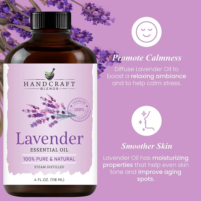 Handcraft Blends Calm & Uplift Set: Lavender and Lemon Essential Oils – (2 x 4 Fl Oz) – 100% Pure & Natural – for Diffuser, Aromatherapy, and DIY Projects