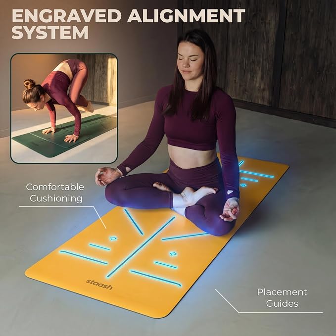 STAASH Premium Yoga Set – PU & Natural Rubber Mat + Towel + Strap + Knee Pad – Non-Slip Grip, Eco-Friendly, Studio Quality