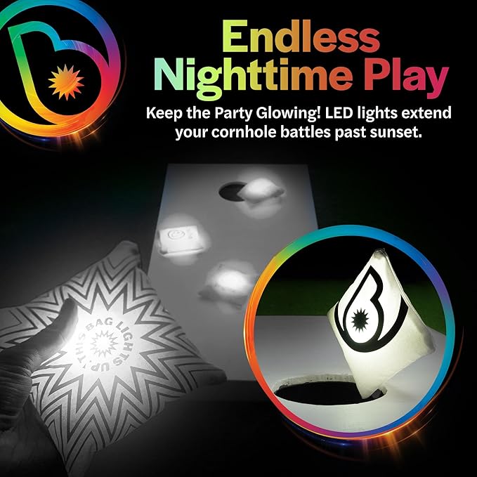 Brightz BagBrightz LED Cornhole Bags, 4-Pack - Cornhole Bean Bags That Light Up - Next Level Gameplay Experience! - 6+ Hours of Glow Time - Sold in Packs of 4 - Select Your Team Colors!