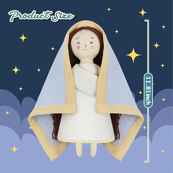 free-space Blessed Virgin Mary Doll and Baby Jesus Plush Religious Figure Playset for Boy Girl Christening Gift(Virgin Mary)