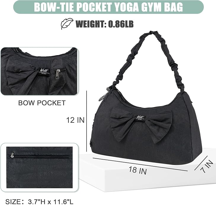 WOLT Gym Bag For Women, Yoga Mat Bag with Shoes Compartment, Wet Pocket and Water Bottle Pocket