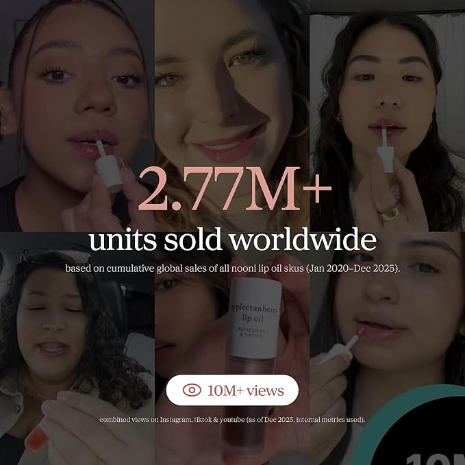 NOONI Korean Lip Oil - Applecranberry | Long-Lasting, Moisturizing, Plumping, Revitalizing for Dry Lips, Waterproof, No Peel Off, Hydrating, Stocking Stuffers, Gifts For Teen Girls, 0.12 FL Oz