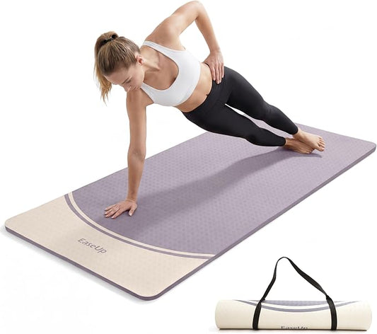 EaseUp Extra Thick Yoga Mat -2/5 inch (10MM), 72.8x31.5" Extra Long-Wide, Professional TPE Non-slip yoga mats for Yoga,Exercise, Workout,Pilates and Fitness, with strap