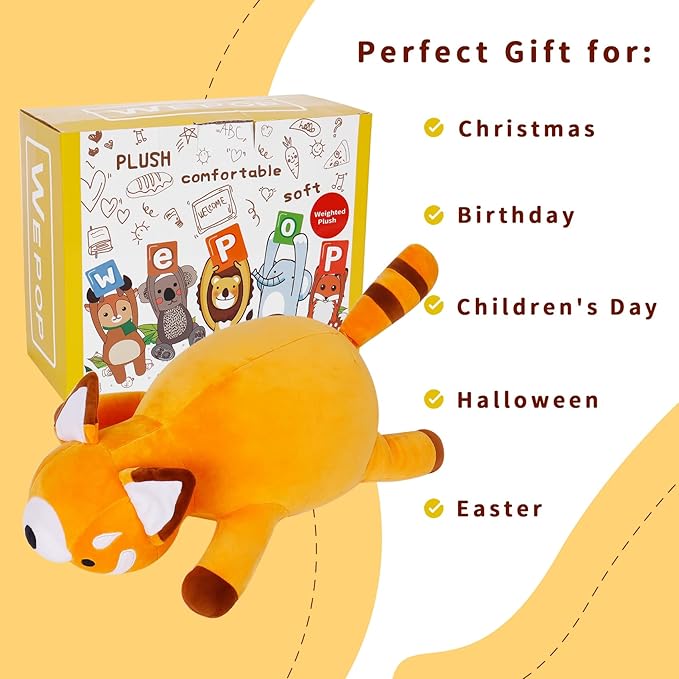 Red Panda Weighted Plush, 22" 4.2 lbs Character Weighted Stuffed Animals Series, Cute Red Panda Plushie Dolls Throw Pillow Birthday Gifts for Children Kids Adults