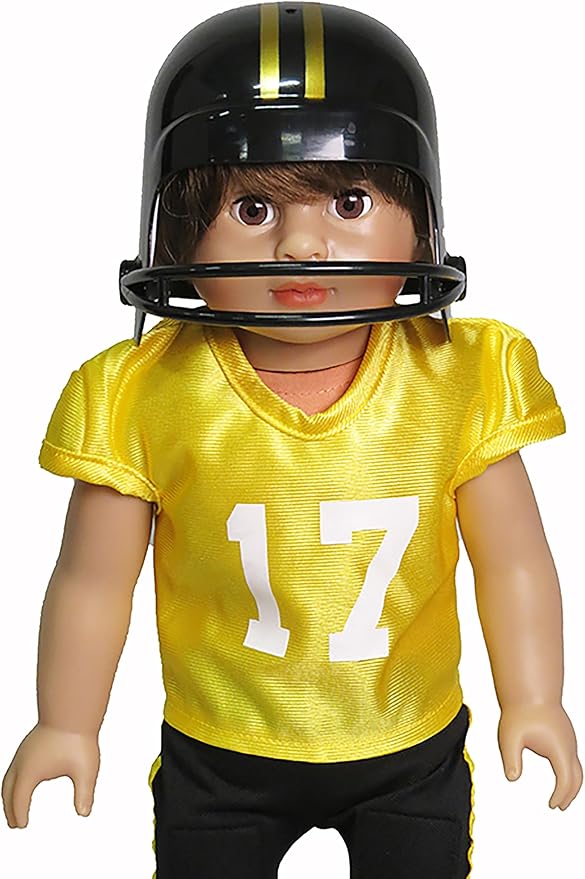 Yellow and Black Football Outfit 6pc for 18-Inch Dolls | Premium Quality & Trendy Design | Dolls Clothes