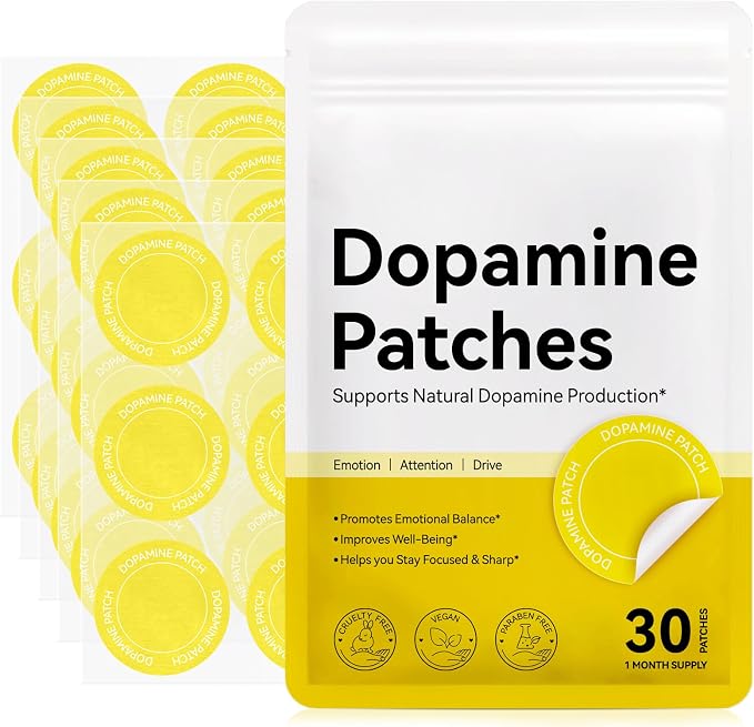 Dopamine Patches 30 Count, Plant-Based Skin Comfort Stickers, 30 Count Gentle External Adhesive Patches, Thin Breathable Water Resistant Daily Body Care Patch for Men & Women