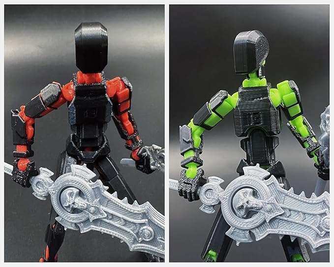 T13 New Action Figure Set (Assembly Completed), 3D Printed Multi-Jointed Movable Titan 13 Dummy Lucky 13 Mobile Robot, Nova 13 Action Figures Desktop Decorations for Game Lovers Toy (Black Red Green）
