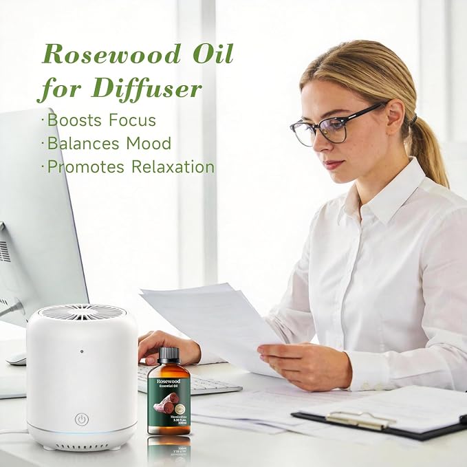 Rosewood Essential Oil, Woody Scent, Diffuser, Skin & Hair, 3.38 Fl Oz | Mumianhua Rosewood Oil,Soft, Woody Aroma. For Outdoor Spray, Skin, Hair, Massage & Candle Making