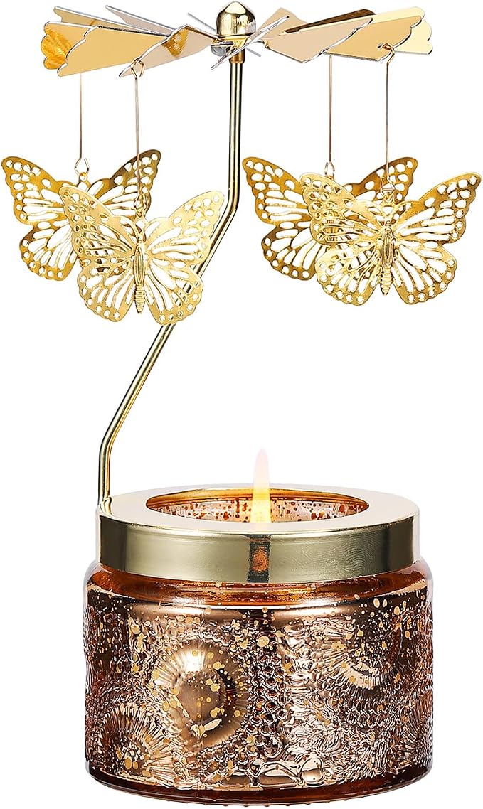 Butterfly Rotating Scented Candle, Gifts for Women Mom Daughter Sister Wife | Birthday Gifts for Women Friendship, Unique Candle Gift for Christmas Anniversary Mothers Day