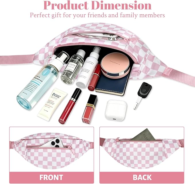 MAXTOP Large Crossbody Fanny Pack with 4-Zipper Pockets,Gifts for Enjoy Sports Festival Workout Traveling Running Casual Hands-Free Wallets Waist Pack Phone Bag Carrying All Phones