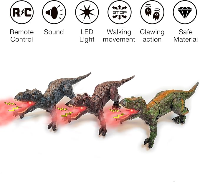 Remote Control Dinosaur Toys for Kids 3-5, 5-7, 8-12, 10-12, Electronic RC T Rex Dino Robot Toy for Boys, Top Christmas & Birthday Gifts for 6 7 8 9 10 11 & 12 Year Old Boys (Color: Blue)