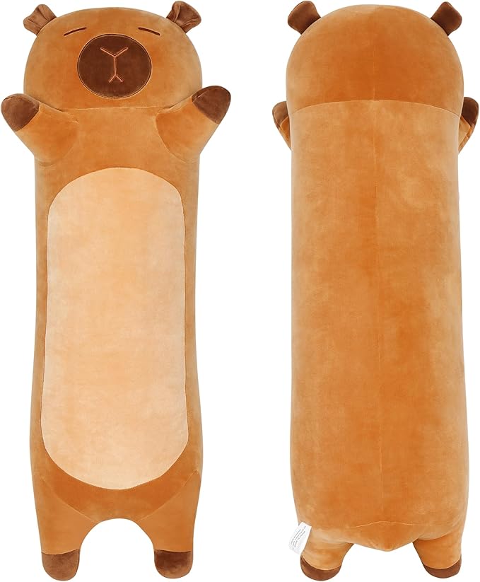 33 Inch Cute Capybara Stuffed Animal, Big Capybara Plush, Long Body Pillow for Bed Decor, Kawaii Plushies Birthday Gift for Kids Boys Girls Adult