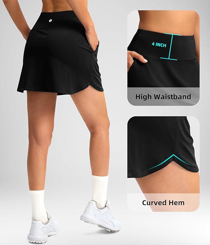 16'' Skorts for Women with 4 Pockets Athletic Tennis Golf Skirt | Built-in Shorts, High Waisted, Stretchy, A Line, Casual, Pickleball, Skort