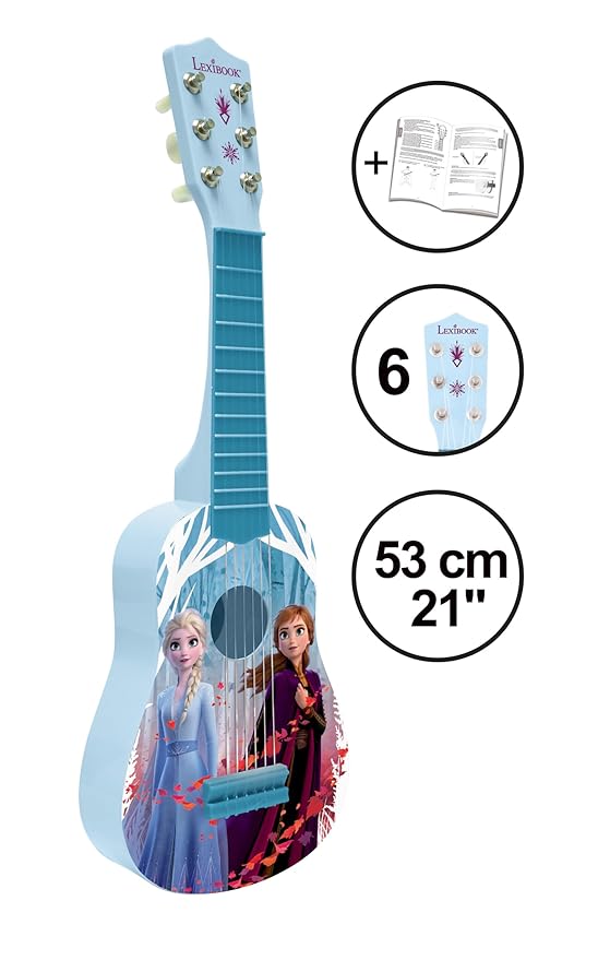 Lexibook, Frozen, My First Guitar for Children, 6 Nylon Strings, 21" Long, Guide Included, Blue, K200FZ